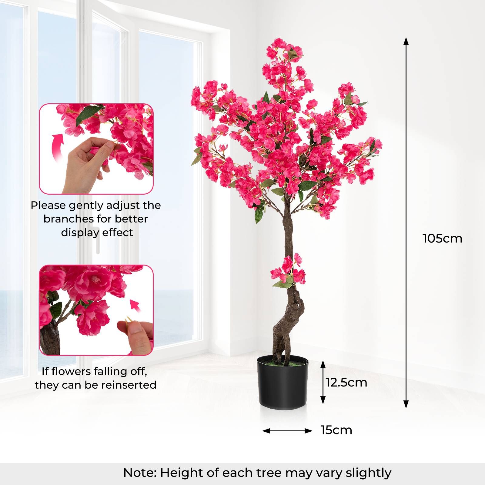 105 CM Artificial Plum Blossom Tree with 96 Flowers